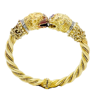  Bracelet "Animal Head" signé LALAOUNIS Or jaune 18k Rubis et Diamants