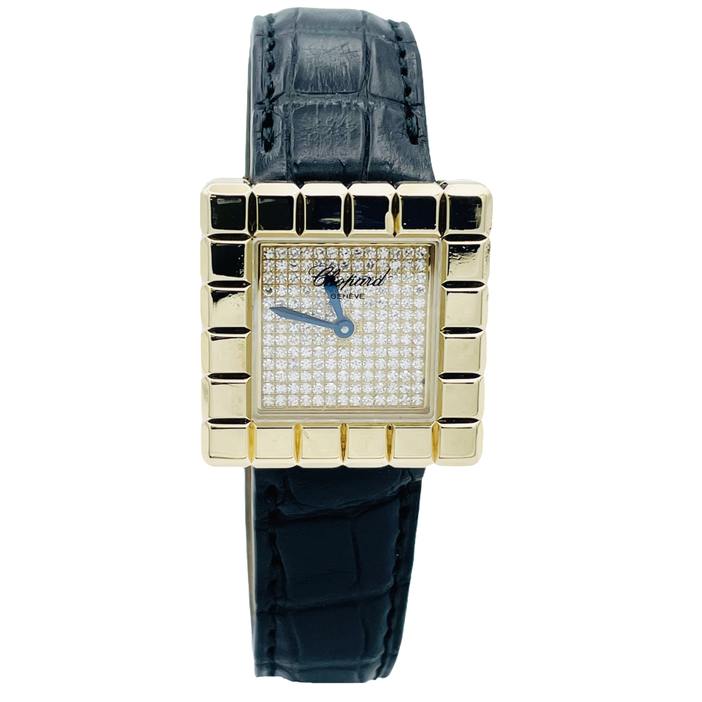 Montre Chopard Or jaune 18k Ice Cube Dame vers 2015 Cadran full Diamants Quartz