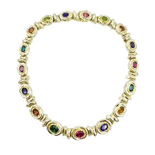 Collier en Or jaune 18k massif de 123,70 Grs composé de Pierres naturelles . Collier en Or jaune 18k massif de 123,70 Grs composé de Pierres naturelles .
