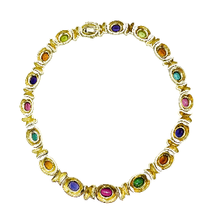 Collier en Or jaune 18k massif de 123,70 Grs composé de Pierres naturelles . Collier en Or jaune 18k massif de 123,70 Grs composé de Pierres naturelles .