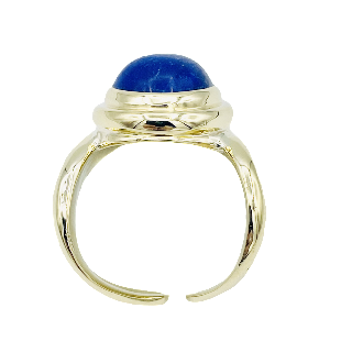 Bague Or Jaune 18k massif avec un Lapis Lazuli Cabochon. Taille 54-55