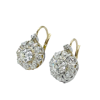 Boucles d'oreilles Dormeuses en or 18k et Platine vers 1930 avec Diamants Boucles d'oreilles Dormeuses en or 18k et Platine vers 1930 avec Diamants