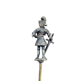 Epingle de cravate 19 ème , or 18k et Argent, Chevalier Moyen Age en Armure