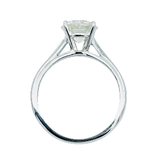 Solitaire en or gris 18k avec Diamant de 2,01 Ct L-VVS2 (HRD)  Taille 55