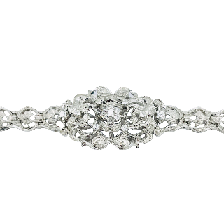 Bracelet Or gris 18k vers 1950 avec 0,40 Carat de diamants taille ancienne