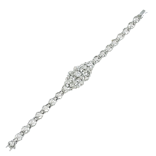 Bracelet Or gris 18k vers 1950 avec 0,40 Carat de diamants taille ancienne