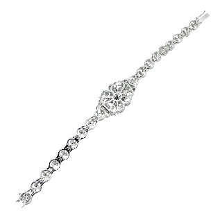 Bracelet Or gris 18k vers 1950 avec 0,40 Carat de diamants taille ancienne