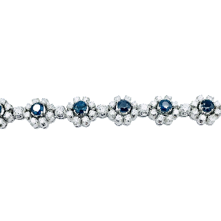 Bracelet articulé en Or gris 18k avec 4,20 Cts de Diamants et 3,0 Cts de Saphirs