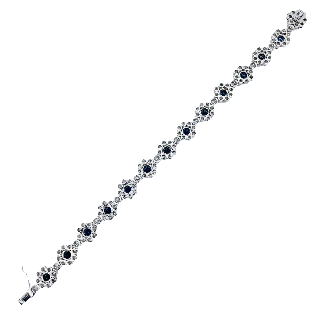 Bracelet articulé en Or gris 18k avec 4,20 Cts de Diamants et 3,0 Cts de Saphirs