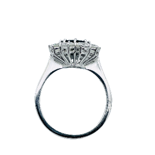 Bague Or Gris 18k Saphir Siam et Diamants brillants. taille 54-55