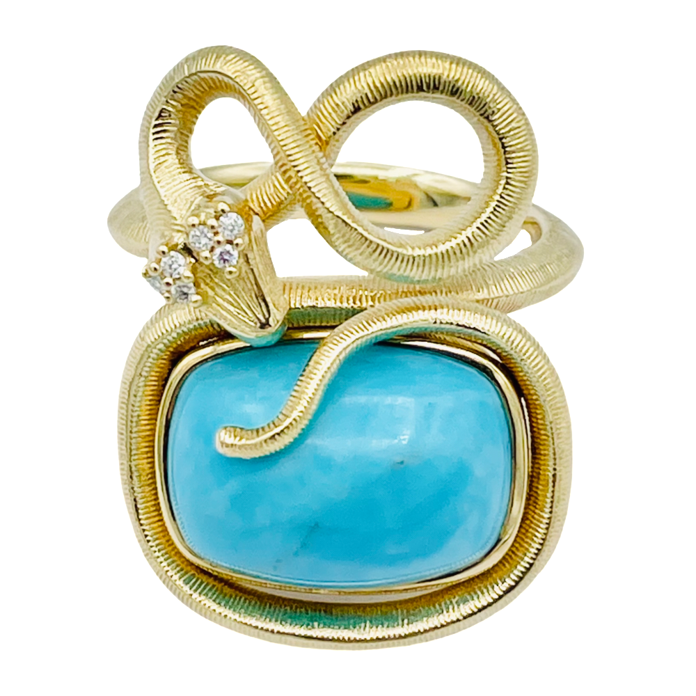 Bague OLE IYNGGAARD "Serpent Turquoise et Diamants,Taille 51, Prix neuf : 5360€