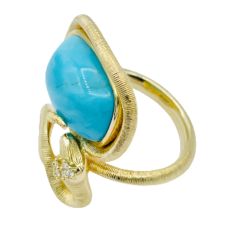 Bague OLE IYNGGAARD "Serpent Turquoise et Diamants,Taille 51, Prix neuf : 5360€