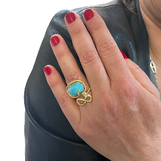 Bague OLE IYNGGAARD "Serpent Turquoise et Diamants,Taille 51, Prix neuf : 5360€