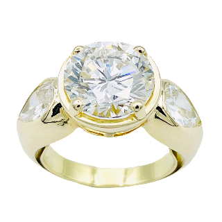 Solitaire en Or jaune 18k avec Diamant de 3,19 Cts G-VS2 (HRD) .Taille 50.