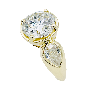 Solitaire en Or jaune 18k avec Diamant de 3,19 Cts G-VS2 (HRD) .Taille 50.