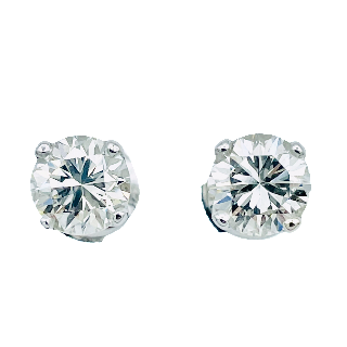 Puces d'oreilles Or gris 18k avec Diamants brillants 1.22 Cts et 1.21Cts. K-SI1 (HRD) Puces d'oreilles Or gris 18k avec Diamants brillants 1.22 Cts et 1.21Cts. K-SI1 (HRD)