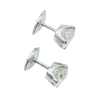 Puces d'oreilles Or gris 18k avec Diamants brillants 1.22 Cts et 1.21Cts. K-SI1 (HRD)