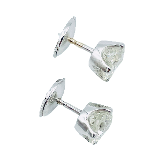 Puces d'oreilles Or gris 18k avec Diamants brillants 1.22 Cts et 1.21Cts. K-SI1 (HRD) Puces d'oreilles Or gris 18k avec Diamants brillants 1.22 Cts et 1.21Cts. K-SI1 (HRD)