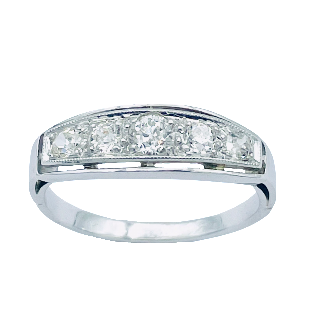 Bague vers 1930 en Or gris 18K et platine avec Diamants .Taille 50