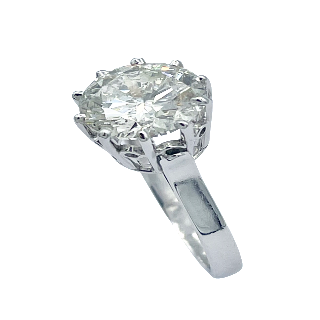 Solitaire en Or gris 18k avec Diamant de 3,12 Ct .K-P1 (HRD) .Taille 56.