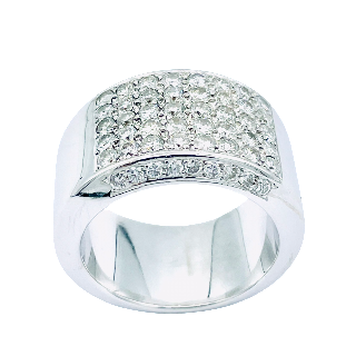 Bague Or Gris 18k massif avec 2,0 carats de Diamants G-VS. Taille 58