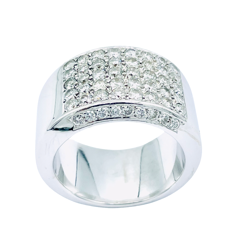 Bague Or Gris 18k massif avec 2,0 carats de Diamants G-VS. Taille 58