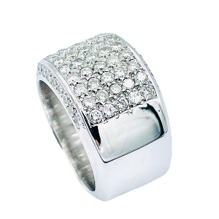 Bague Or Gris 18k massif avec 2,0 carats de Diamants G-VS. Taille 58