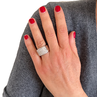 Bague Or Gris 18k massif avec 2,0 carats de Diamants G-VS. Taille 58