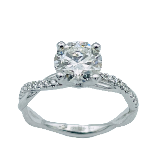 Solitaire en Platine avec Diamant Brillant de 1,20 Ct H-VVS2 .Certificat GIA