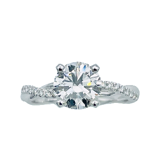 Solitaire en Platine avec Diamant Brillant de 1,20 Ct H-VVS2 .Certificat GIA