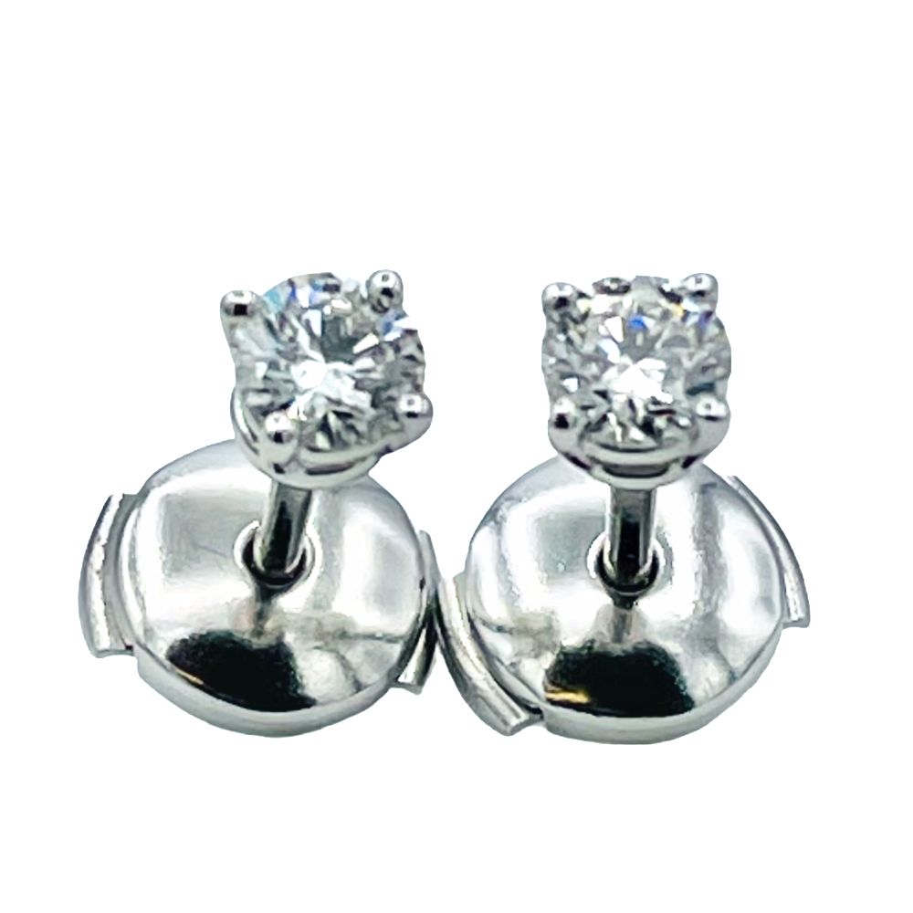 Puces d'oreilles Tiffany & Co en Platine avec 2 Diamants Brillants de 0,20 Cts