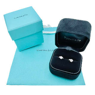 Puces d'oreilles Tiffany & Co en Platine avec 2 Diamants Brillants de 0,20 Cts