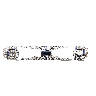 Broche en Or 18k et Platine Art Déco avec saphirs et Diamants. Broche en Or 18k et Platine Art Déco avec saphirs et Diamants.