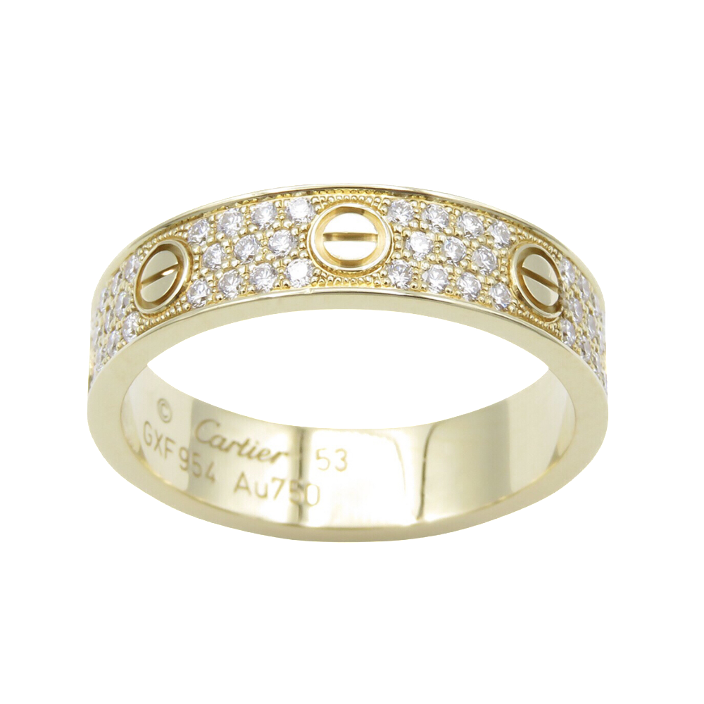 Bague Cartier Love Or jaune 18K et Pavé Diamants de 2019  Taille 53.