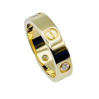 Bague Cartier Love Or jaune 18K et trois Diamants de 2019  Taille 61.