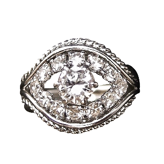 Bague Platine vers 1950, avec 1.20 Cts de Diamants.  