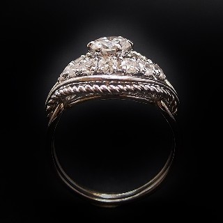 Bague Platine vers 1950, avec 1.20 Cts de Diamants.  