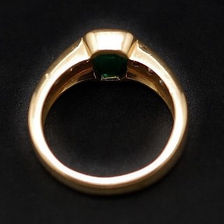 Bague Or Jaune 18K, Emeraude Colombie et Diamants brillants