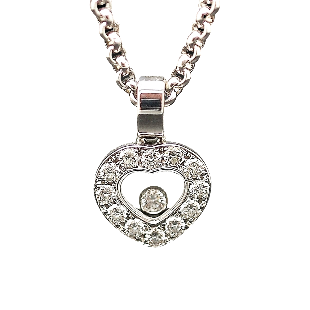 Collier Pendentif Chopard Happy Diamonds Or gris 18k Diamants . Collier Pendentif Chopard Happy Diamonds Or gris 18k Diamants .