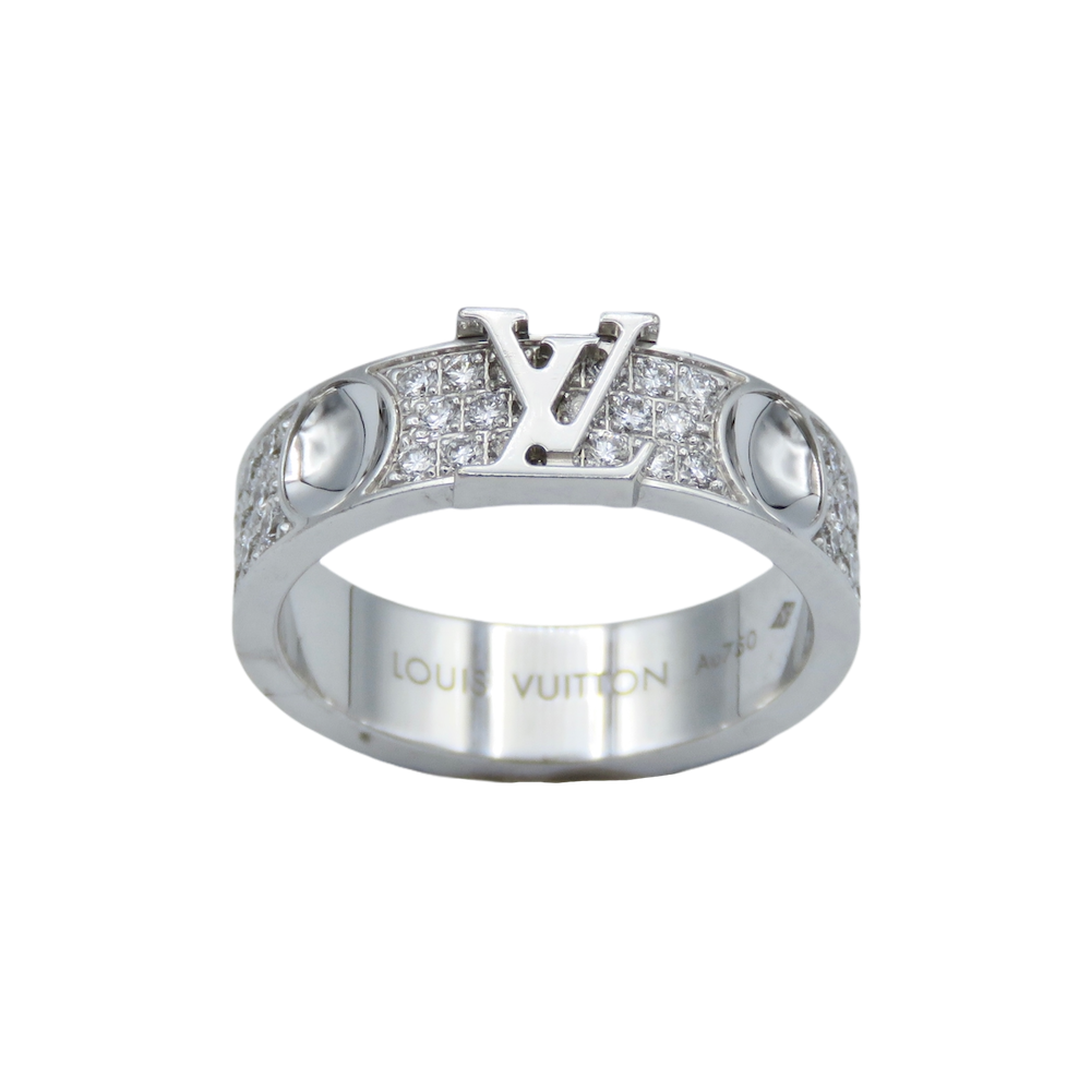 Bague Louis Vuitton Empreinte en or gris 18Cts avec diamants de 2018.  Taille 50.