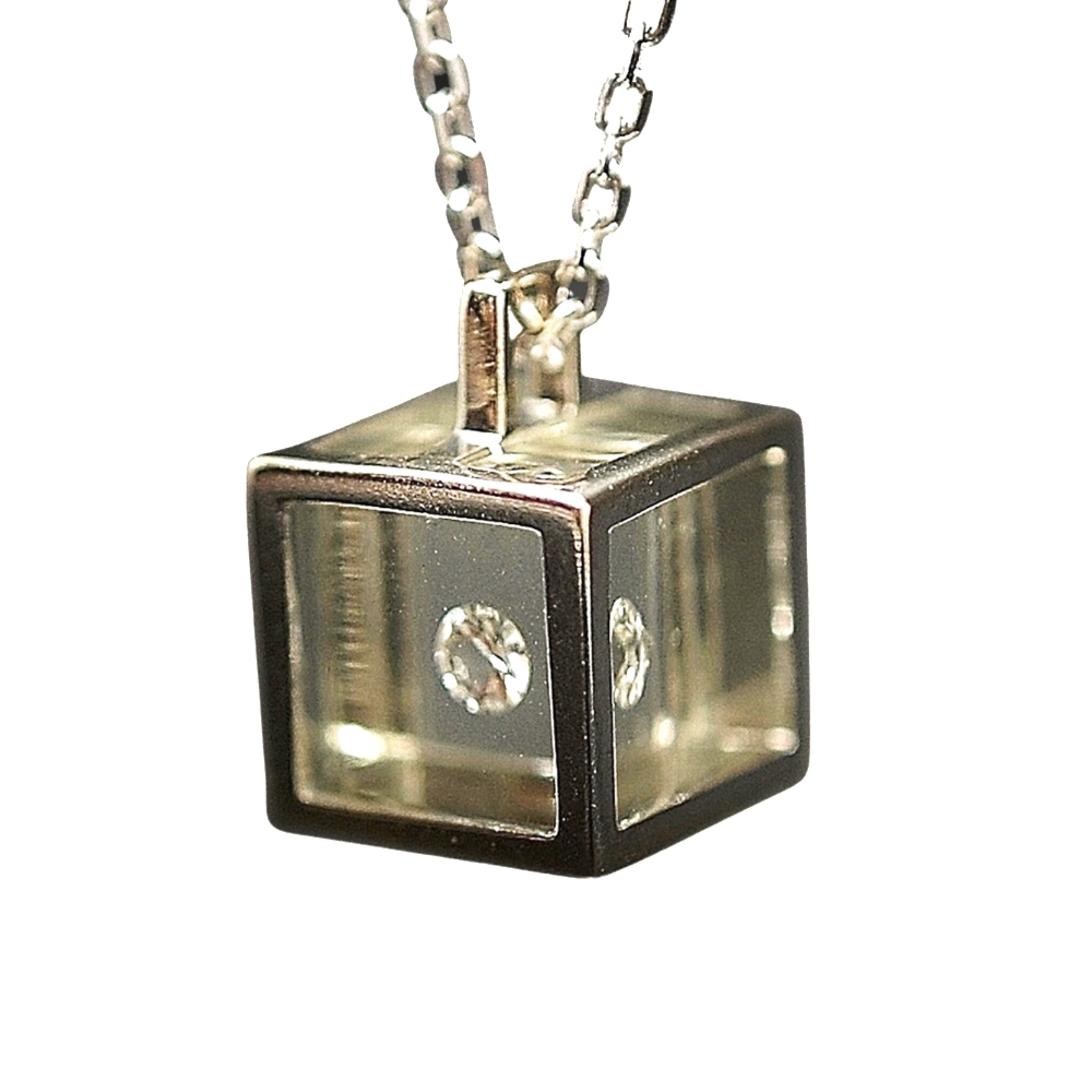 Collier Pendentif "Le Cube" Pascal Morabito et Victoria Casal en Or gris 18k et Diamant