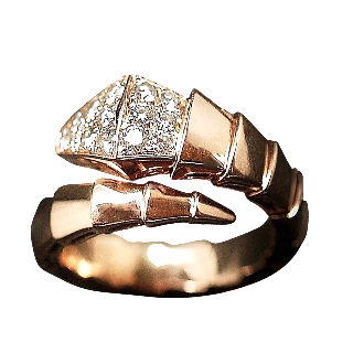 Bague Bulgari en Or rose 18 Cts modèle "Serpenti" avec Diamants de 2013.