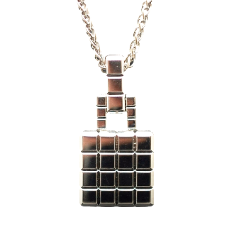 Collier Pendentif Chopard Ice Cube de 2001 en or gris 18k massif.