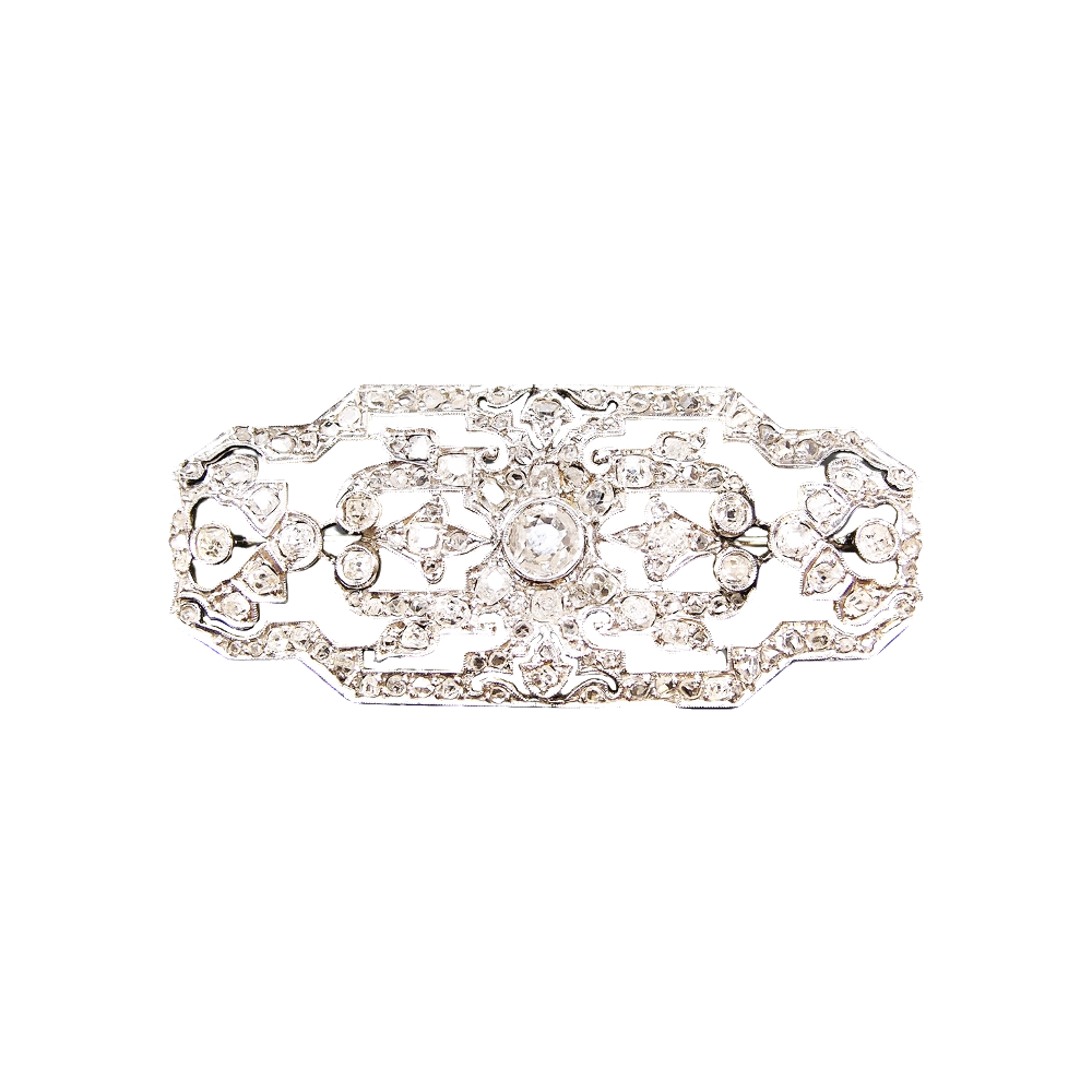 Broche en Or 18k et Platine Art Déco avec 2,80 Cts de Diamants.