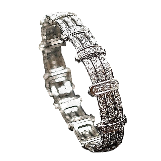 Bracelet en or gris 18 carats massif  Avec 5.0 Cts de Diamants