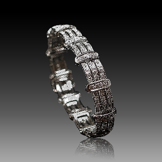 Bracelet en or gris 18 carats massif  Avec 5.0 Cts de Diamants