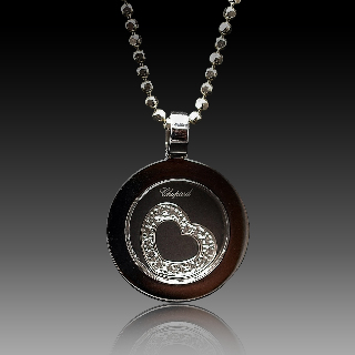 Pendentif Chopard Happy Spirit Or gris 18k Diamants .