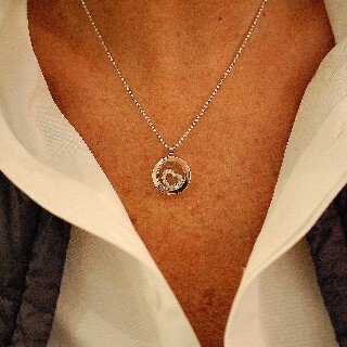 Pendentif Chopard Happy Diamonds Or gris 18k Diamants .