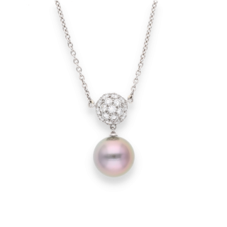 Collier-pendentif Mikimoto – Platine – Perle de...