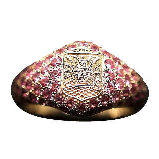 Bague Vuitton collection "Pharell Williams" avec saphirs roses. Taille 52.